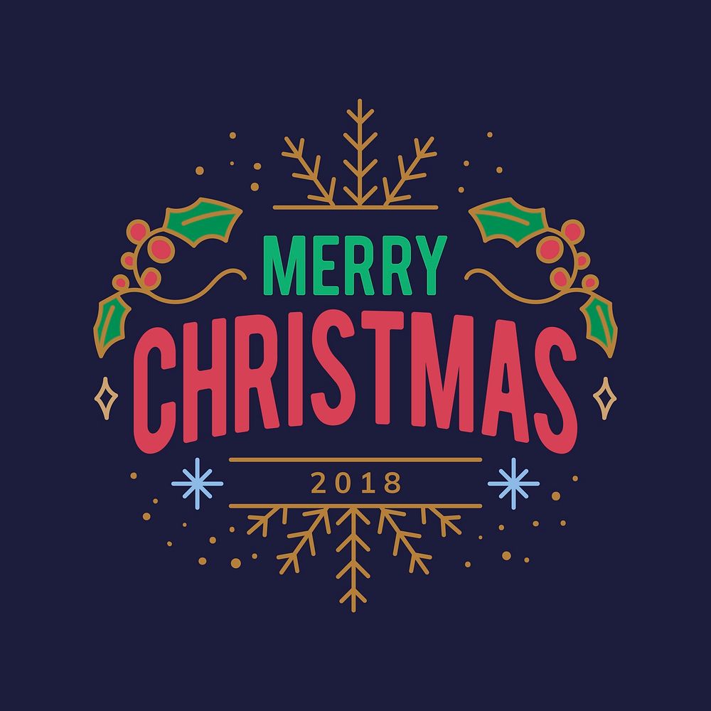 Merry Christmas 2018 greeting badge | Free Vector - rawpixel