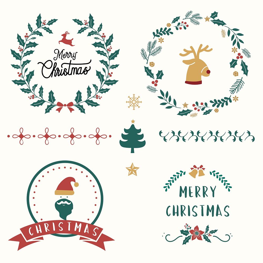 Illustration set of Christmas decorations