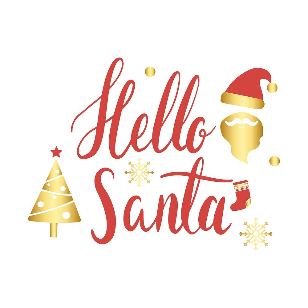 Hello Santa Christmas greeting badge vector