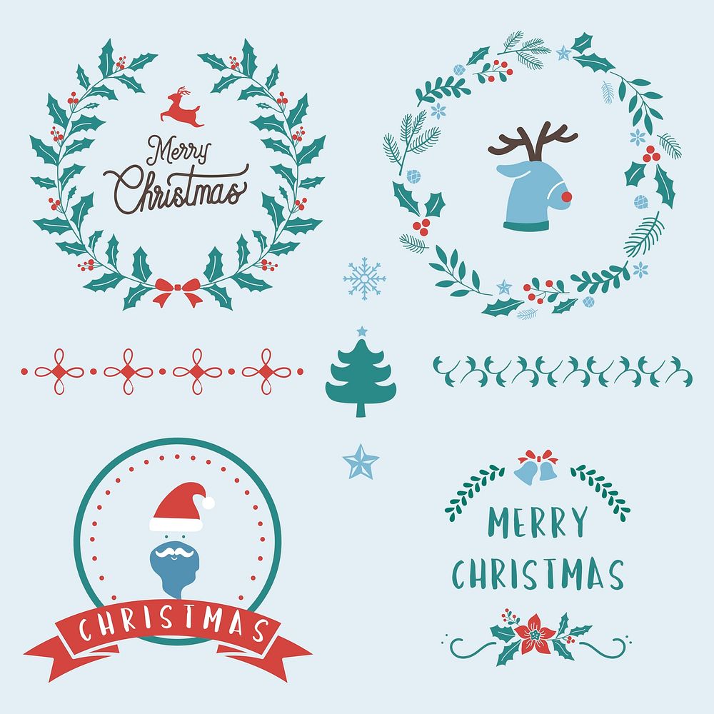 Set of Christmas badges vector