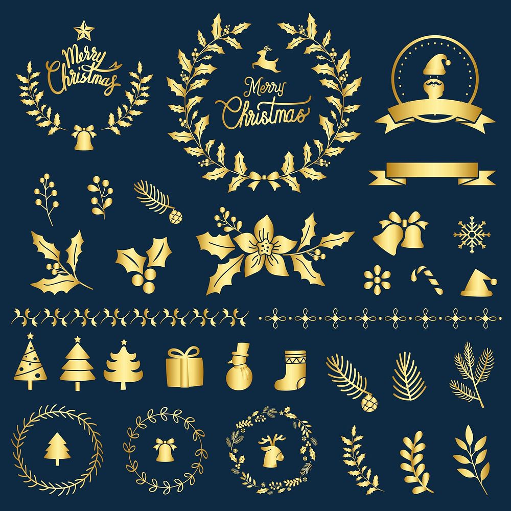 Set of Christmas design elements vector
