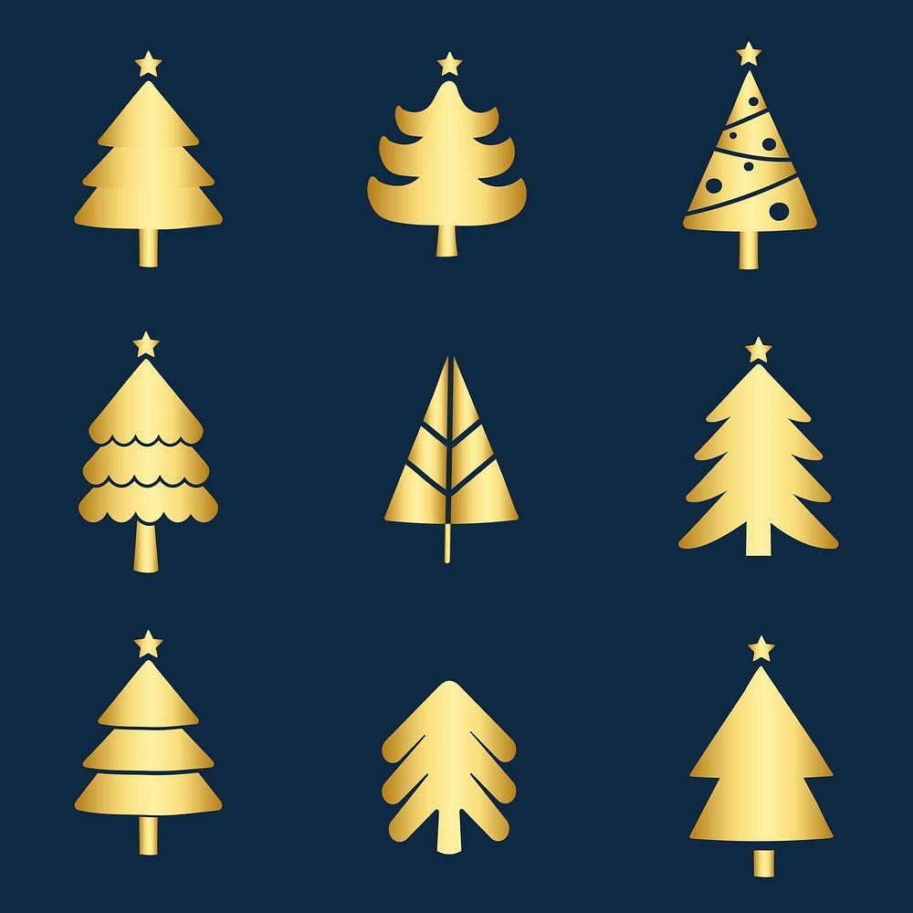 Set of Christmas tree design elements vector