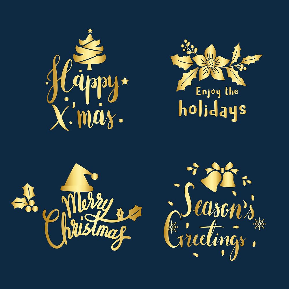Set of Christmas greeting badge vectors