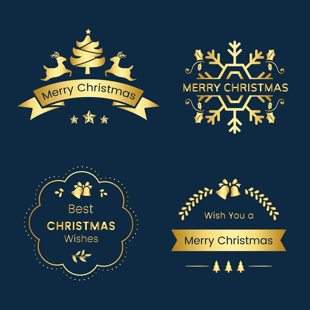 Set of Christmas greeting badges vector