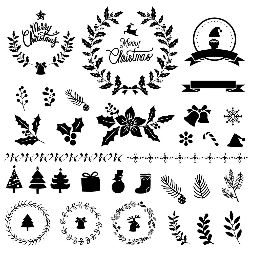 Set of Christmas design elements vector