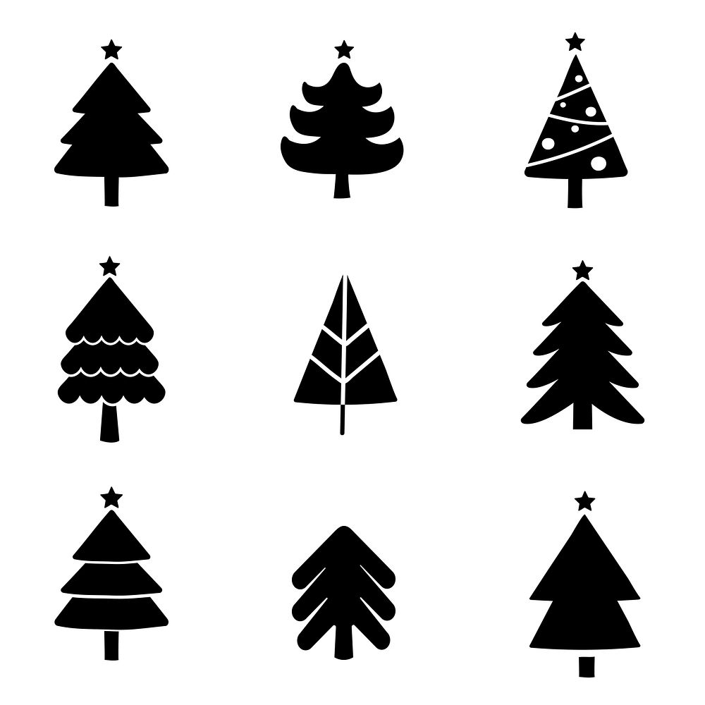 Set of Christmas tree design elements vector