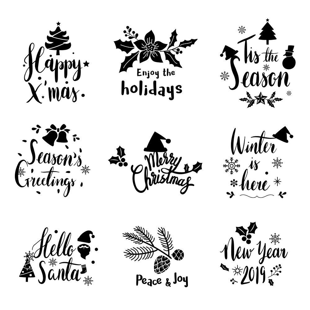 Set of Christmas greeting badge vectors