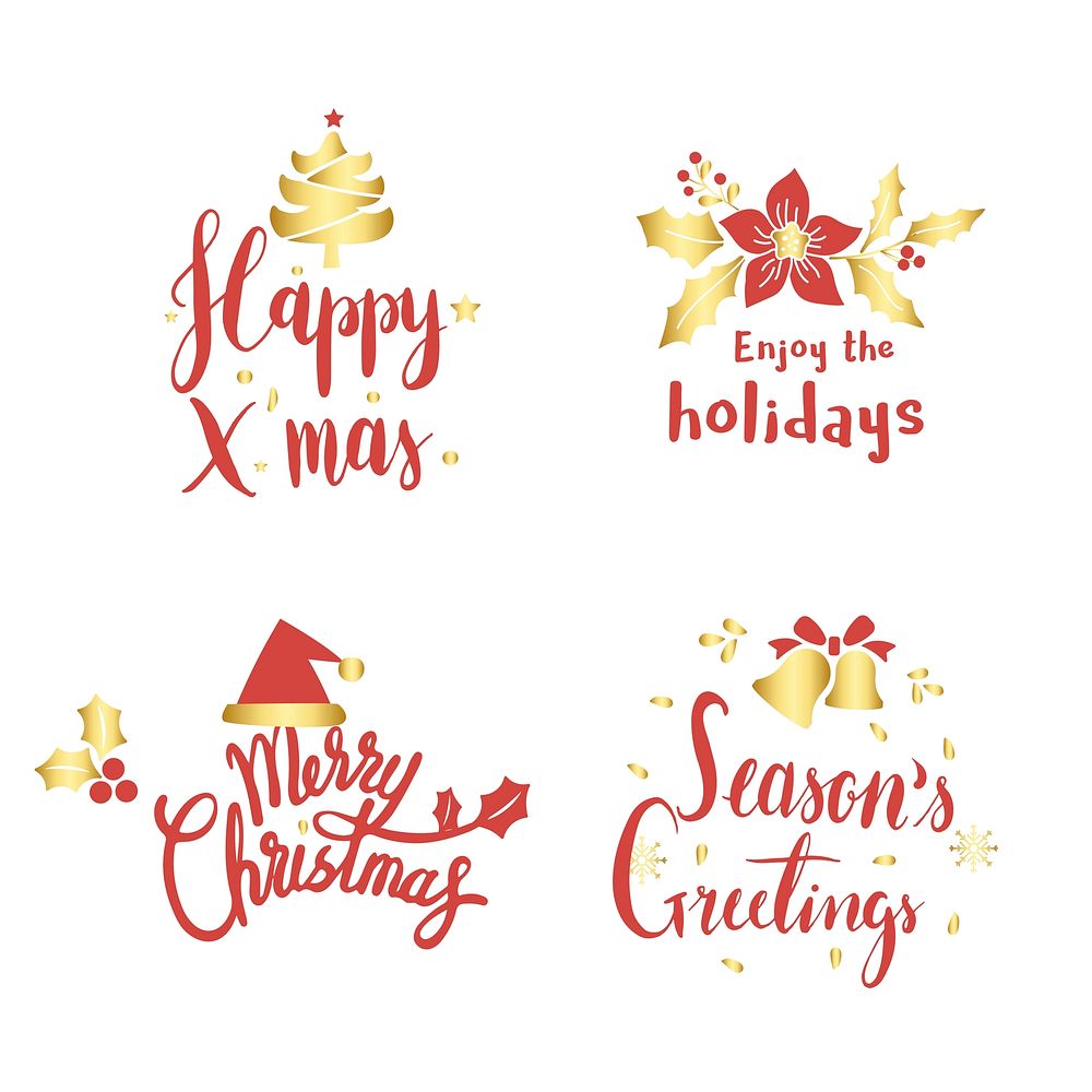 Set of Christmas greeting badge vectors