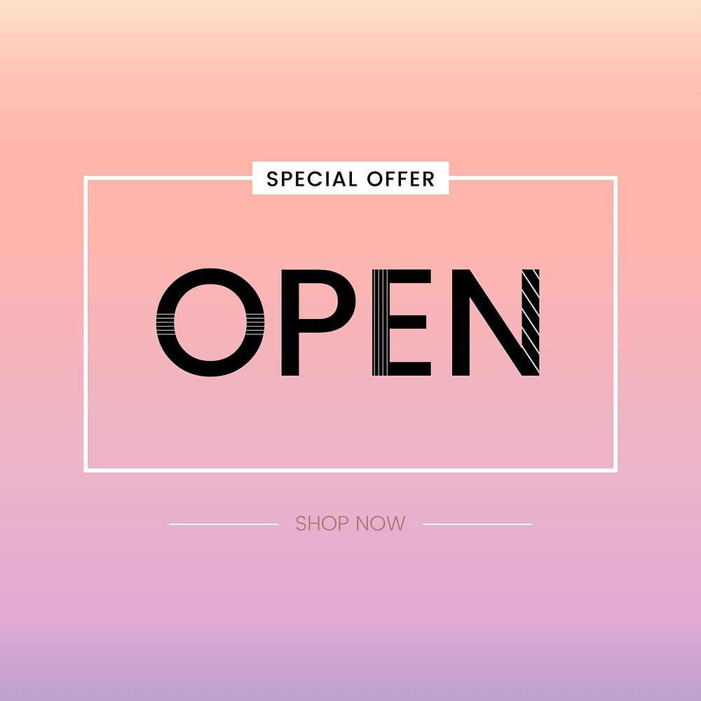 Open sign special offer vector