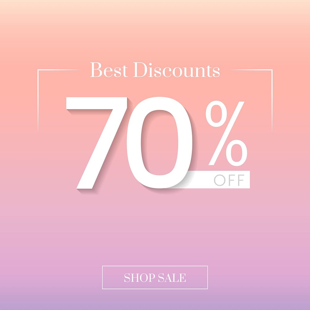 Best discount 70 percent off sale sign vector