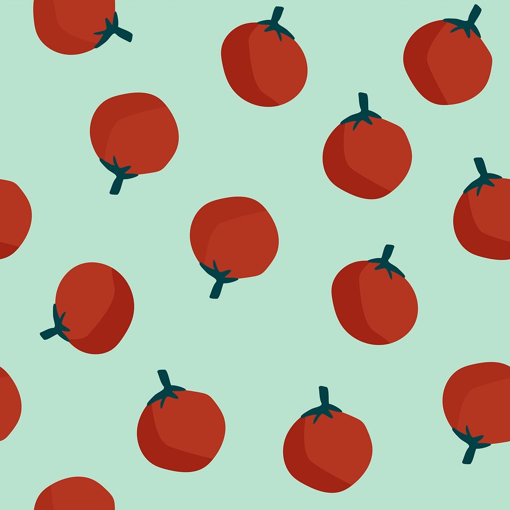 Tomatoes on green  seamless pattern background vector