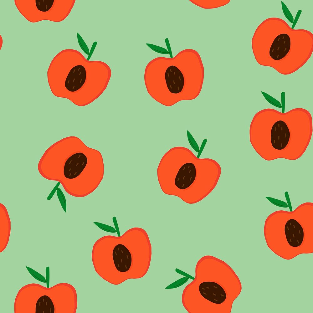 Apples on green seamless pattern background vector