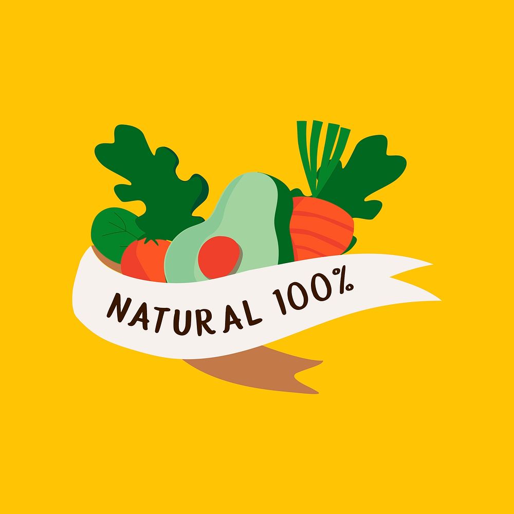 Natural fresh food badge vector