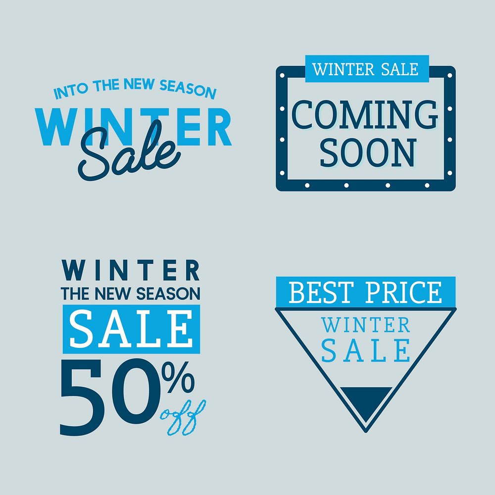 Set of winter sale badge Free Vector rawpixel