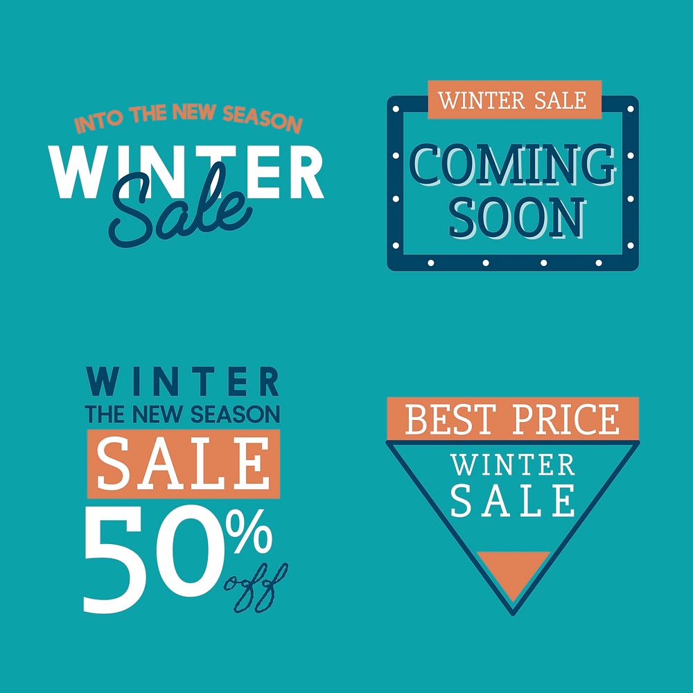 Set of winter sale badge vectors