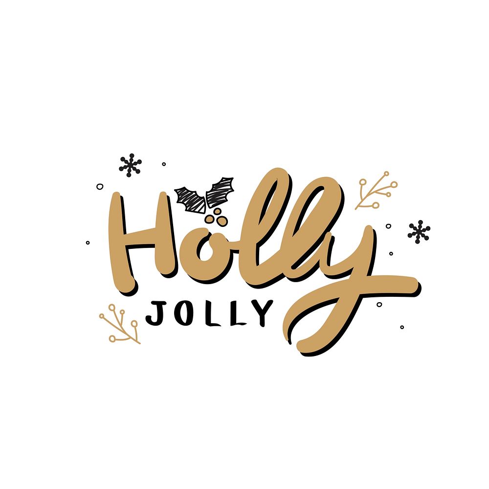Holly jolly Christmas holiday greeting typography style