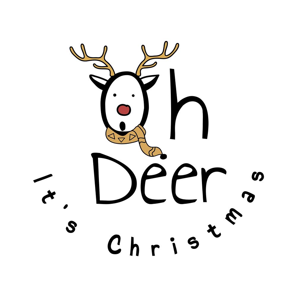 Hand drawn Oh deer, it's Christmas