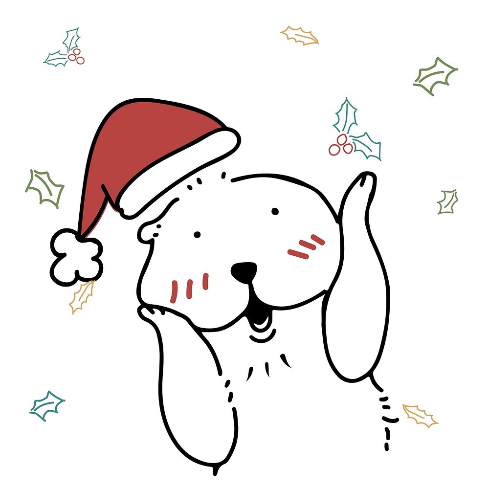 Hand drawn cute otter enjoying Christmas holiday