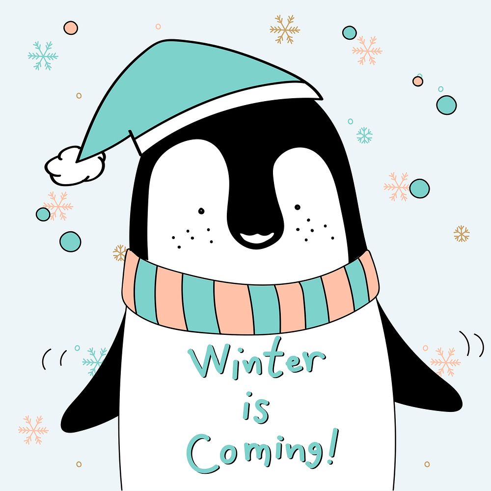Hand drawn penguin saying winter | Premium Vector - rawpixel