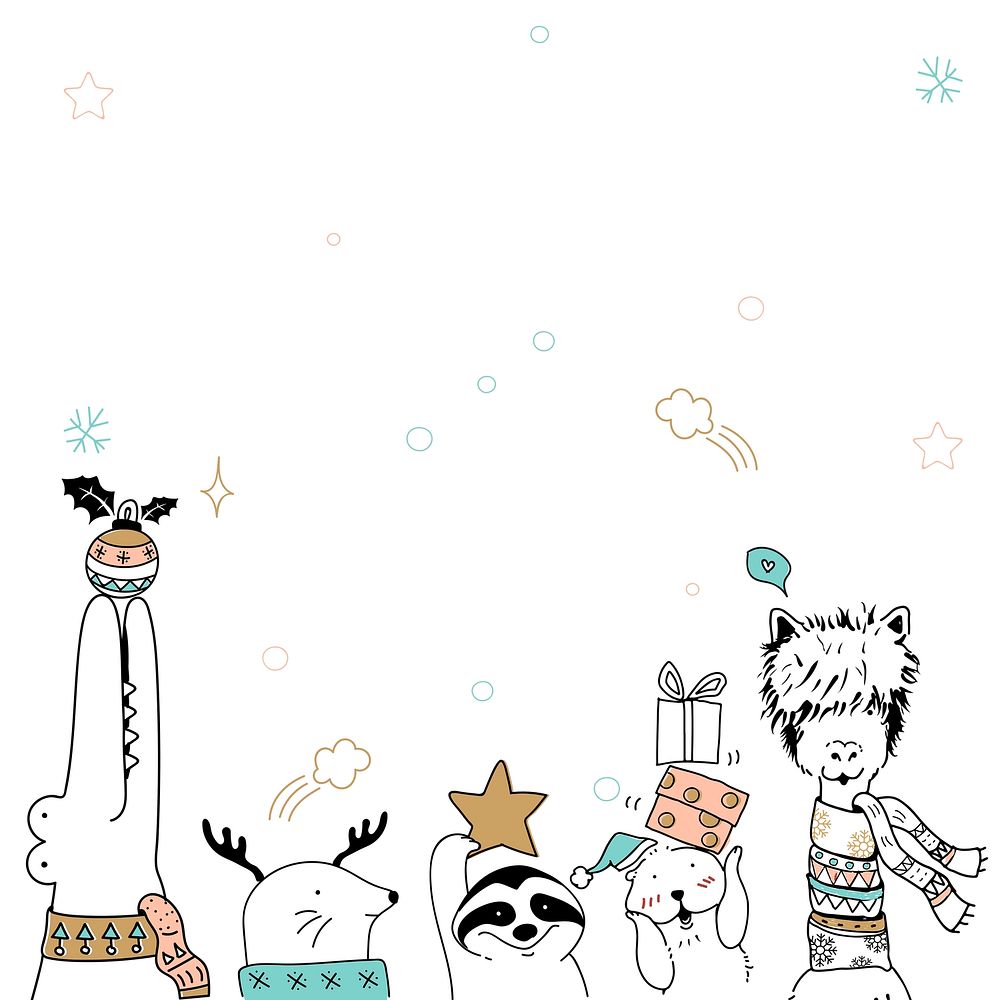 Xmas cartoon anima psd festive holiday card background