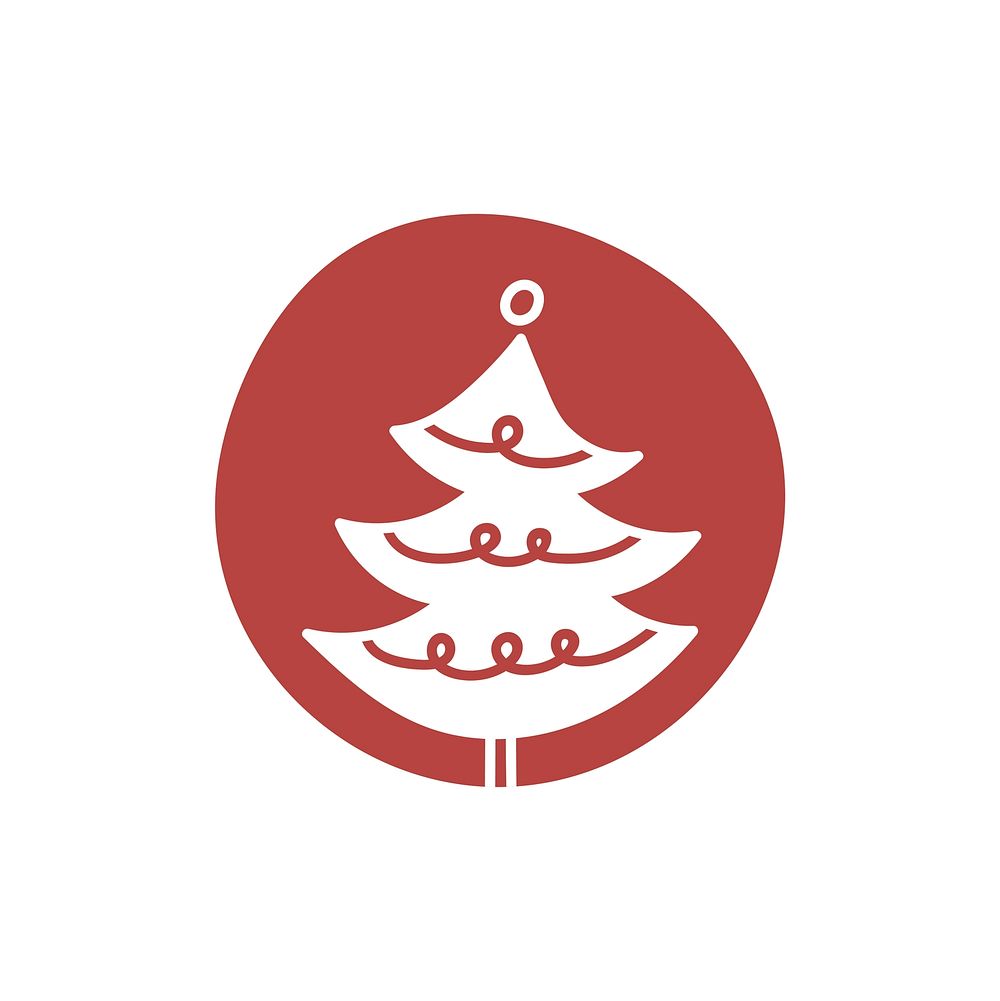 Christmas pine tree icon drawing doodle style
