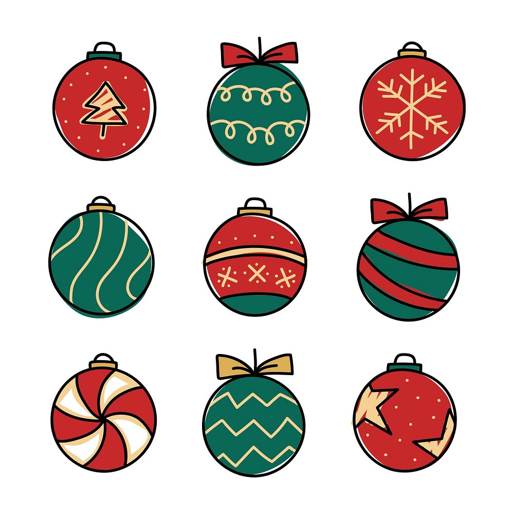 Christmas baubles drawing doodle style