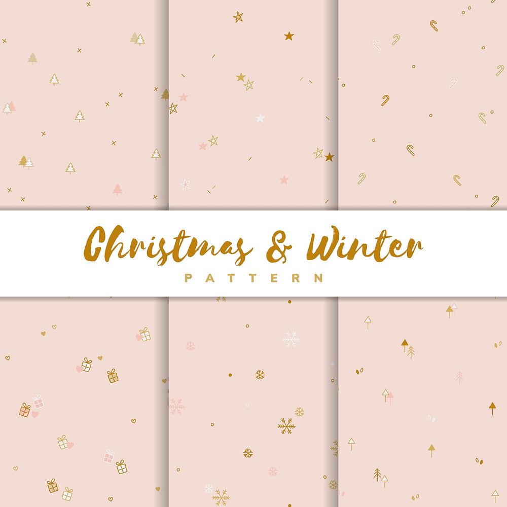 Christmas and winter pattern background set