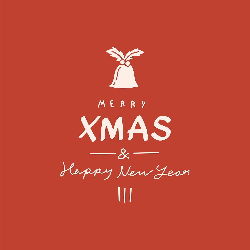 Merry Xmas and happy new year greeting phrase typography style