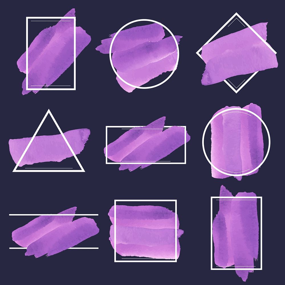 Set of purple watercolor banner design vector