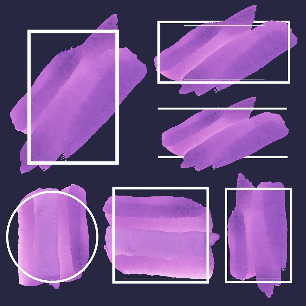 Set of purple watercolor banner design vector