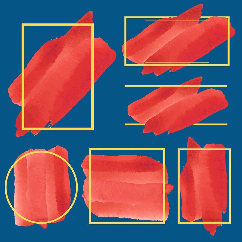 Set of red watercolor banner design vector