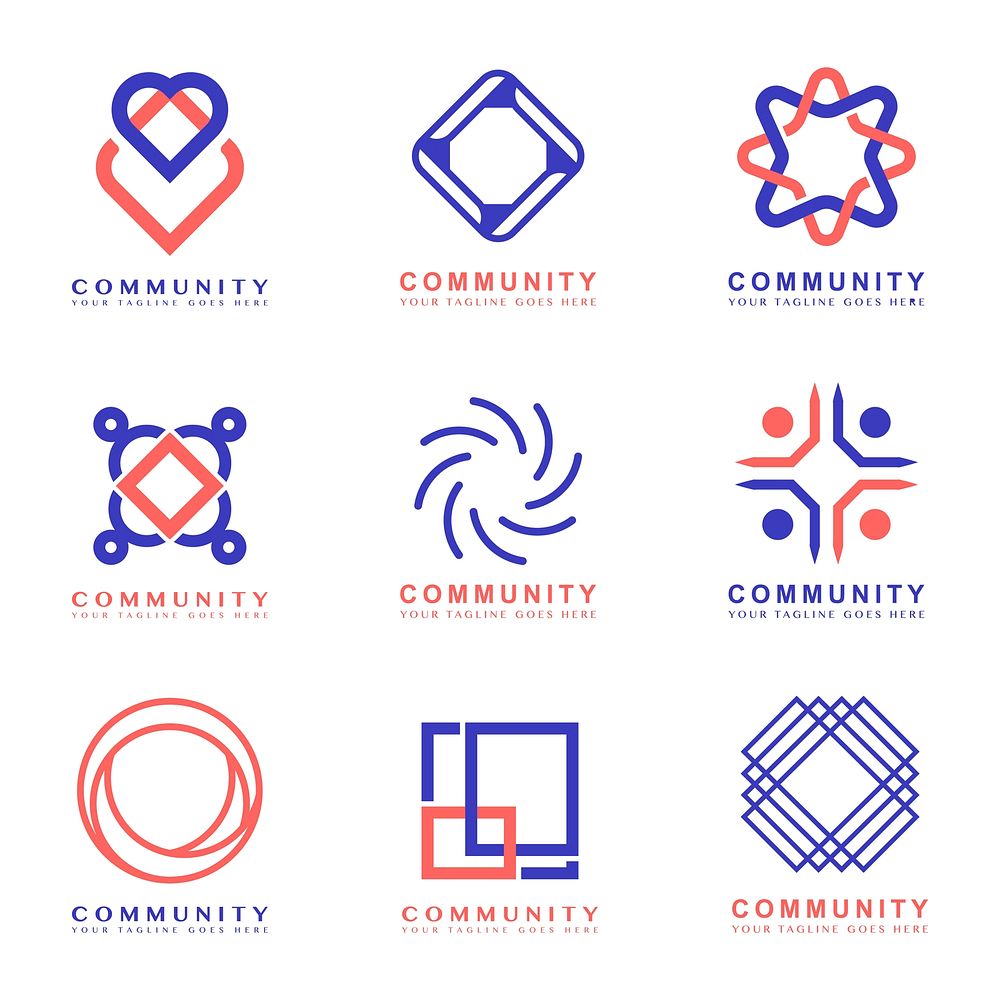 Set of community branding logo design samples