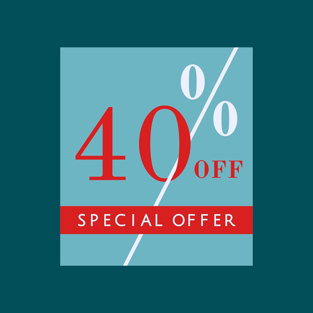 40% off special offer badge vector