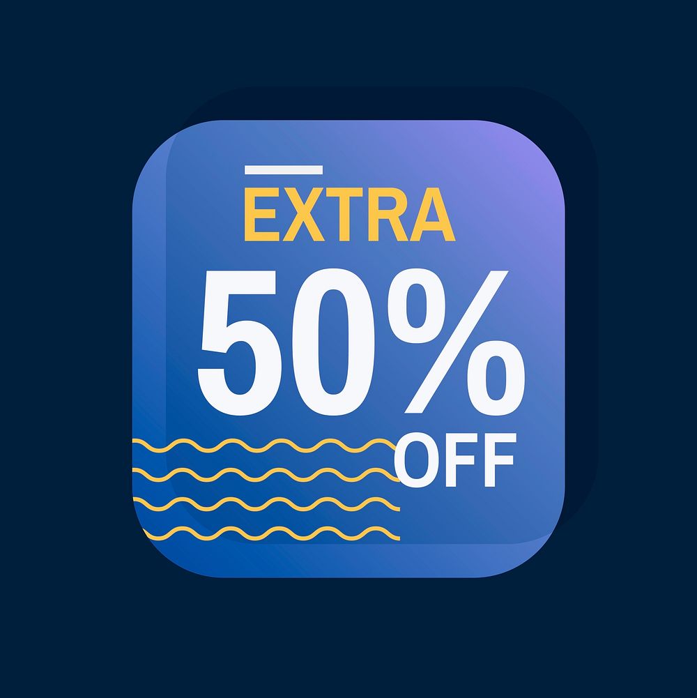 Extra 50% off sale badge vector