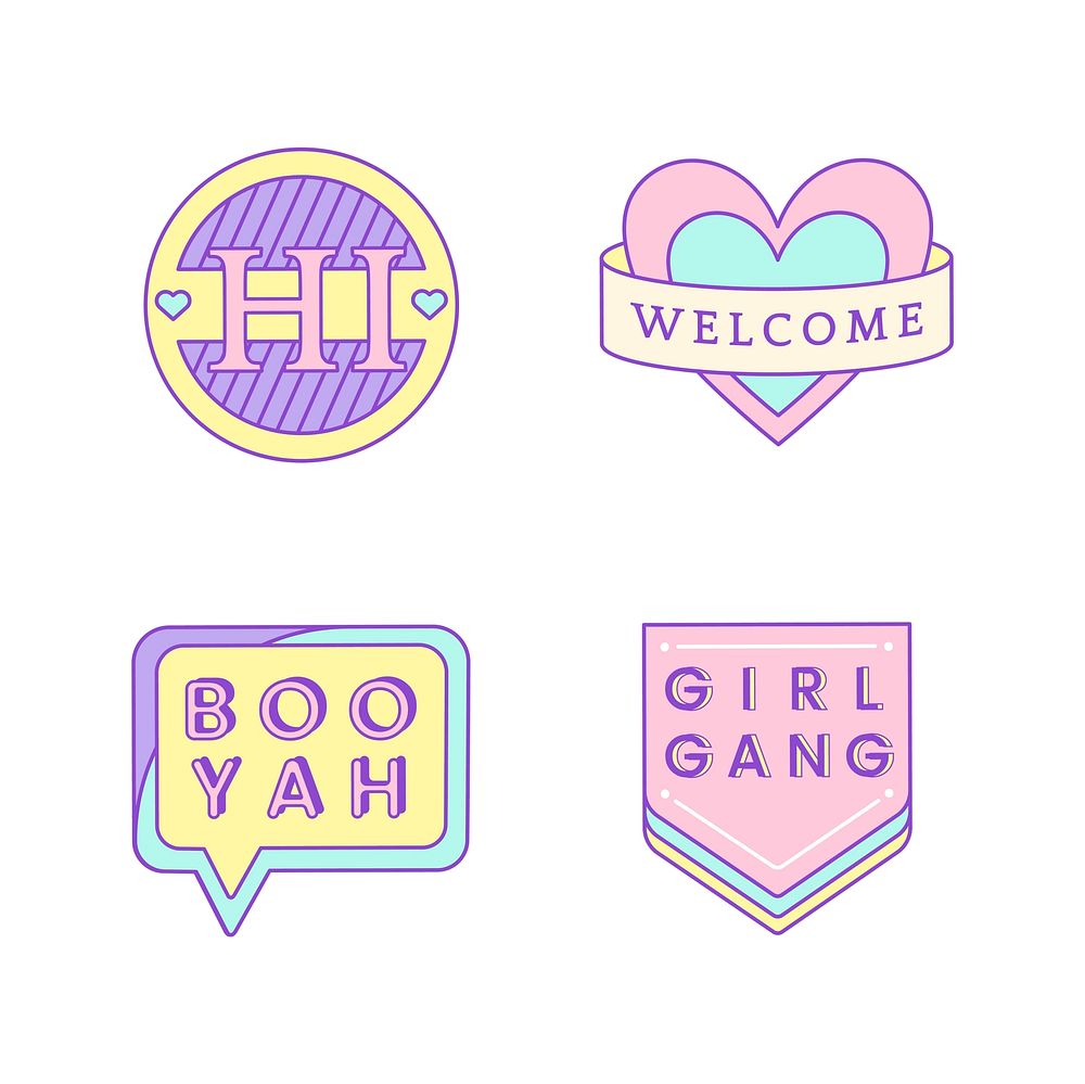 Set of cute messages on badges vector