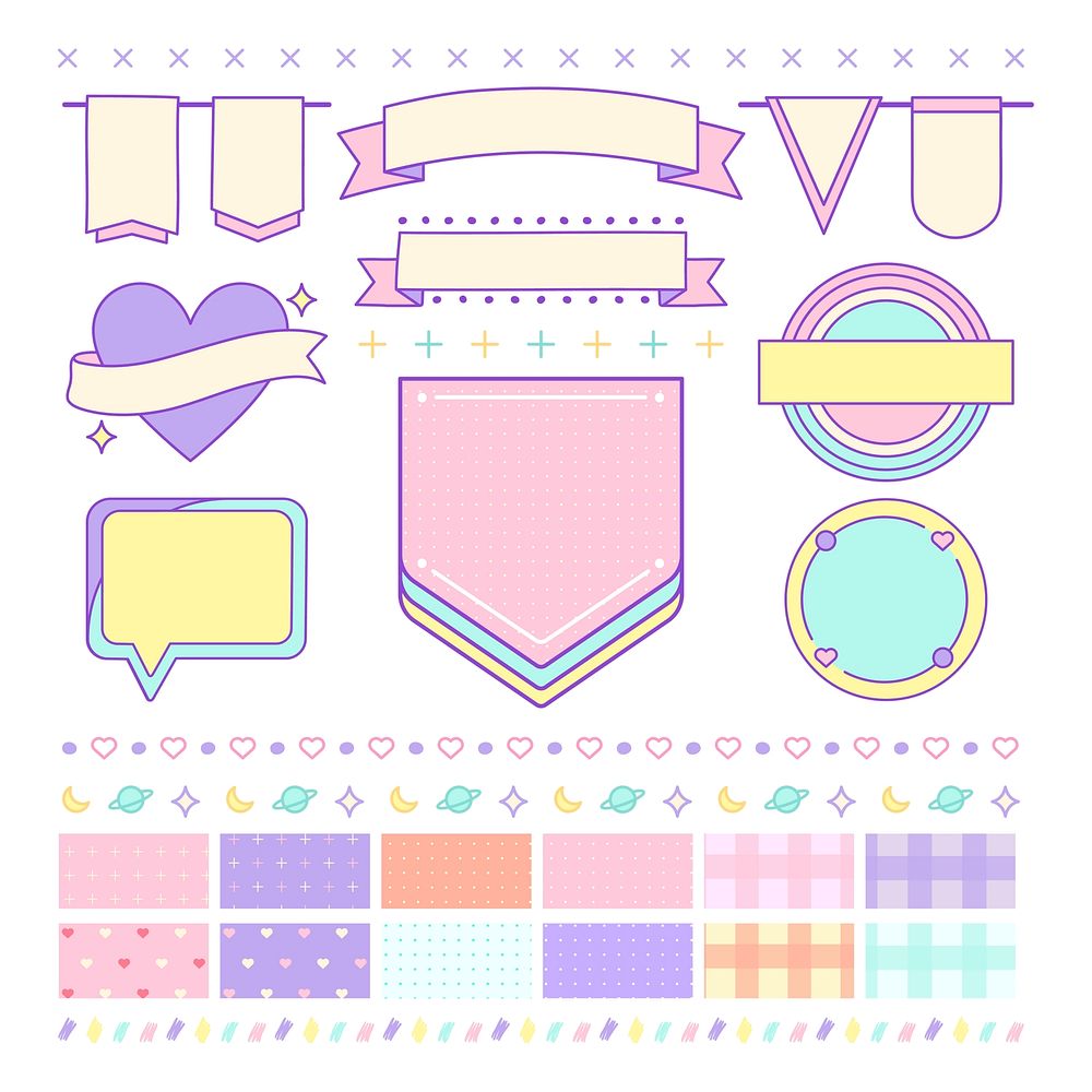 Various cute and girly design element vectors