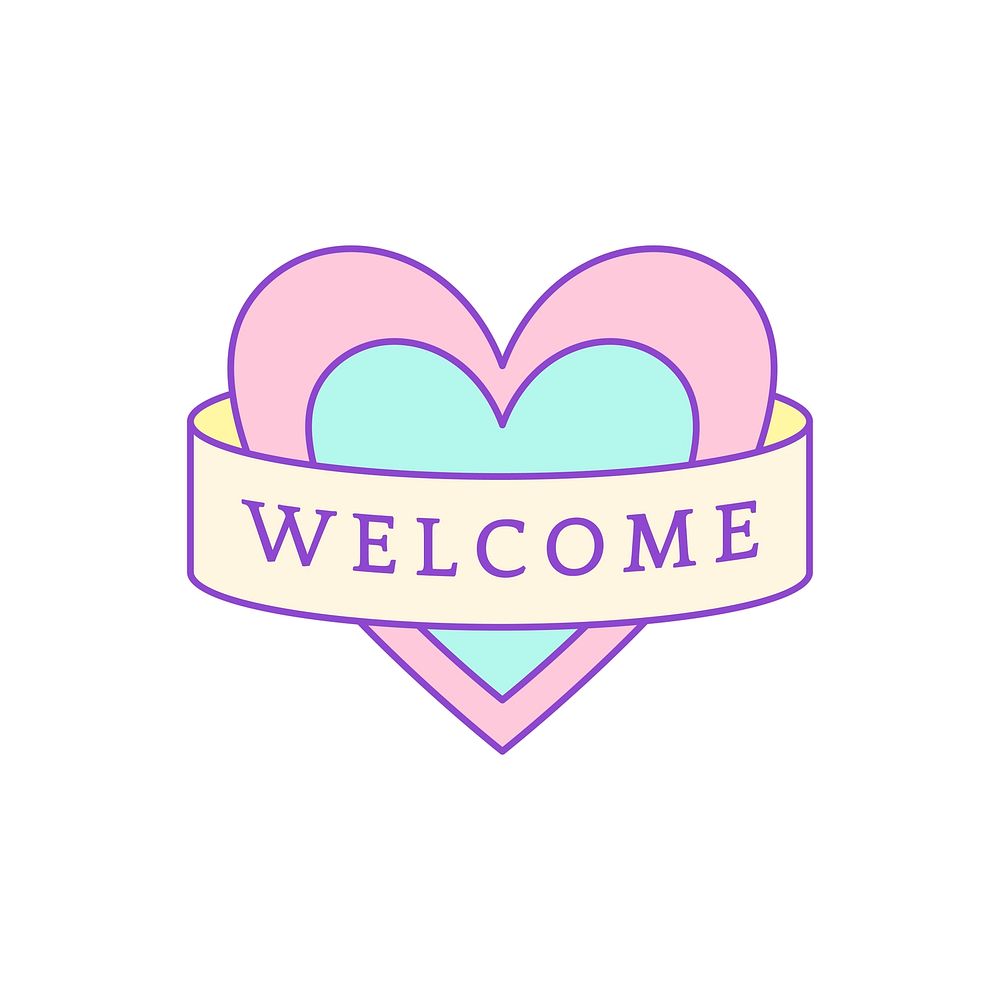 Cute and girly Welcome badge vector
