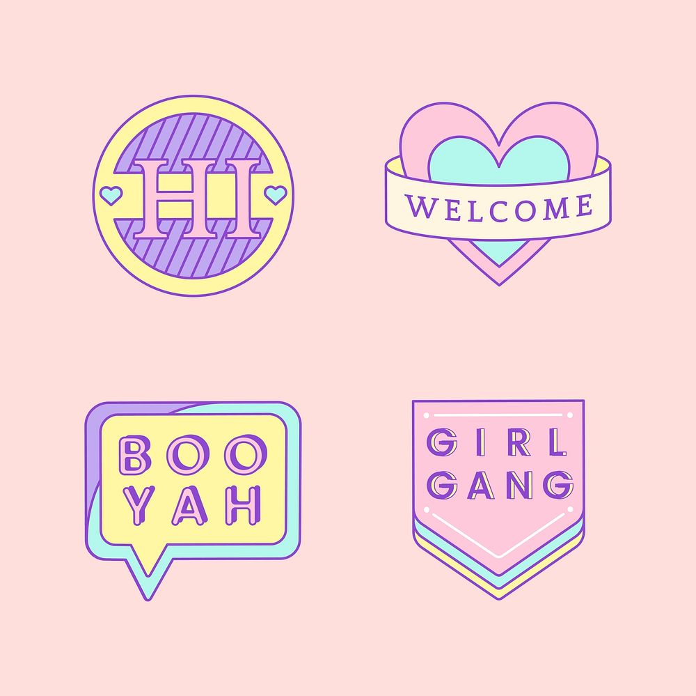 Set of cute messages on badges vector