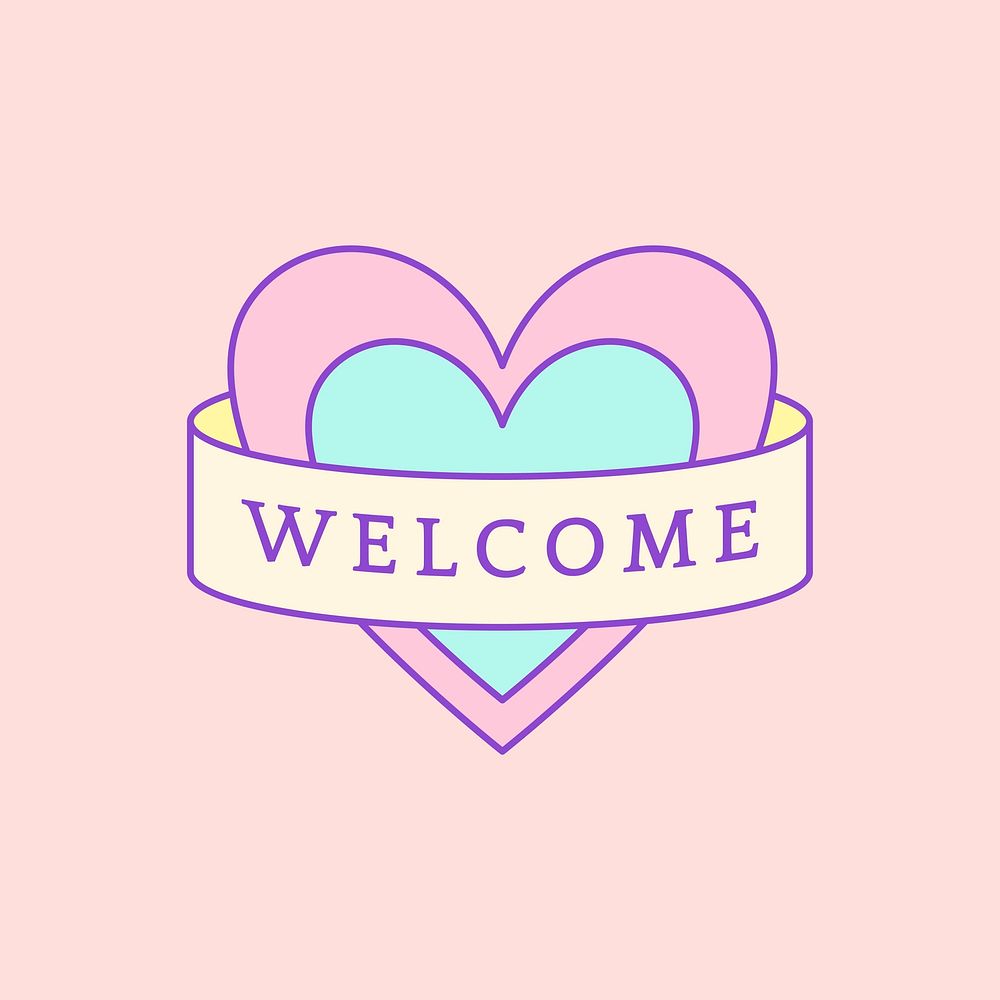 Cute and girly Welcome badge vector