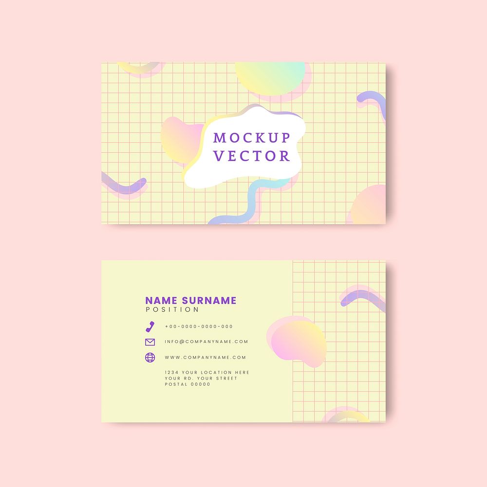 Pastel name card mockup vector