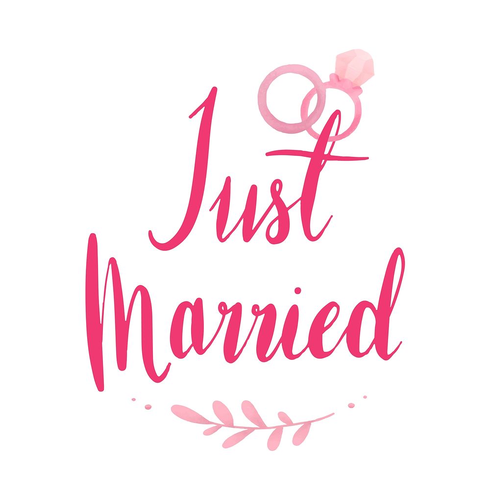 Just married typography vector in pink
