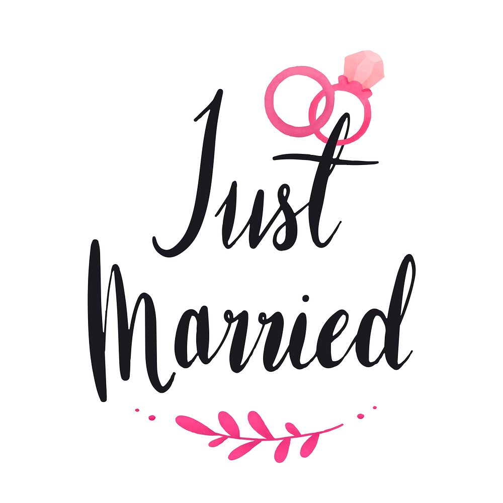 Just married typography vector in black