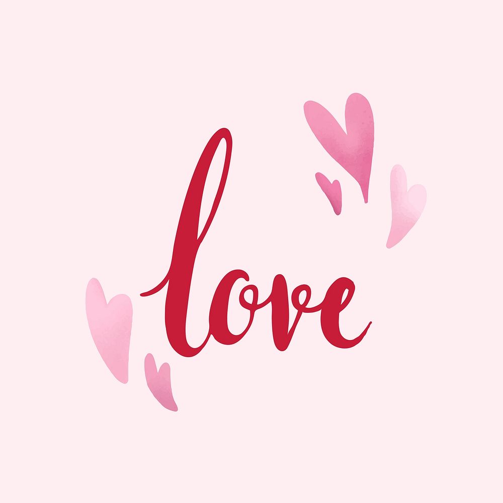 Love typography decorated with hearts vector