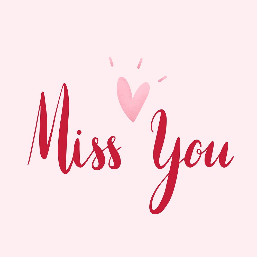 Miss you typography vector in red