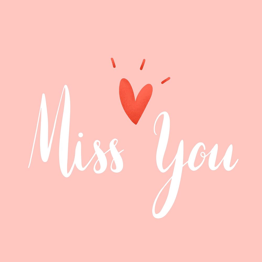 Miss you typography vector in white