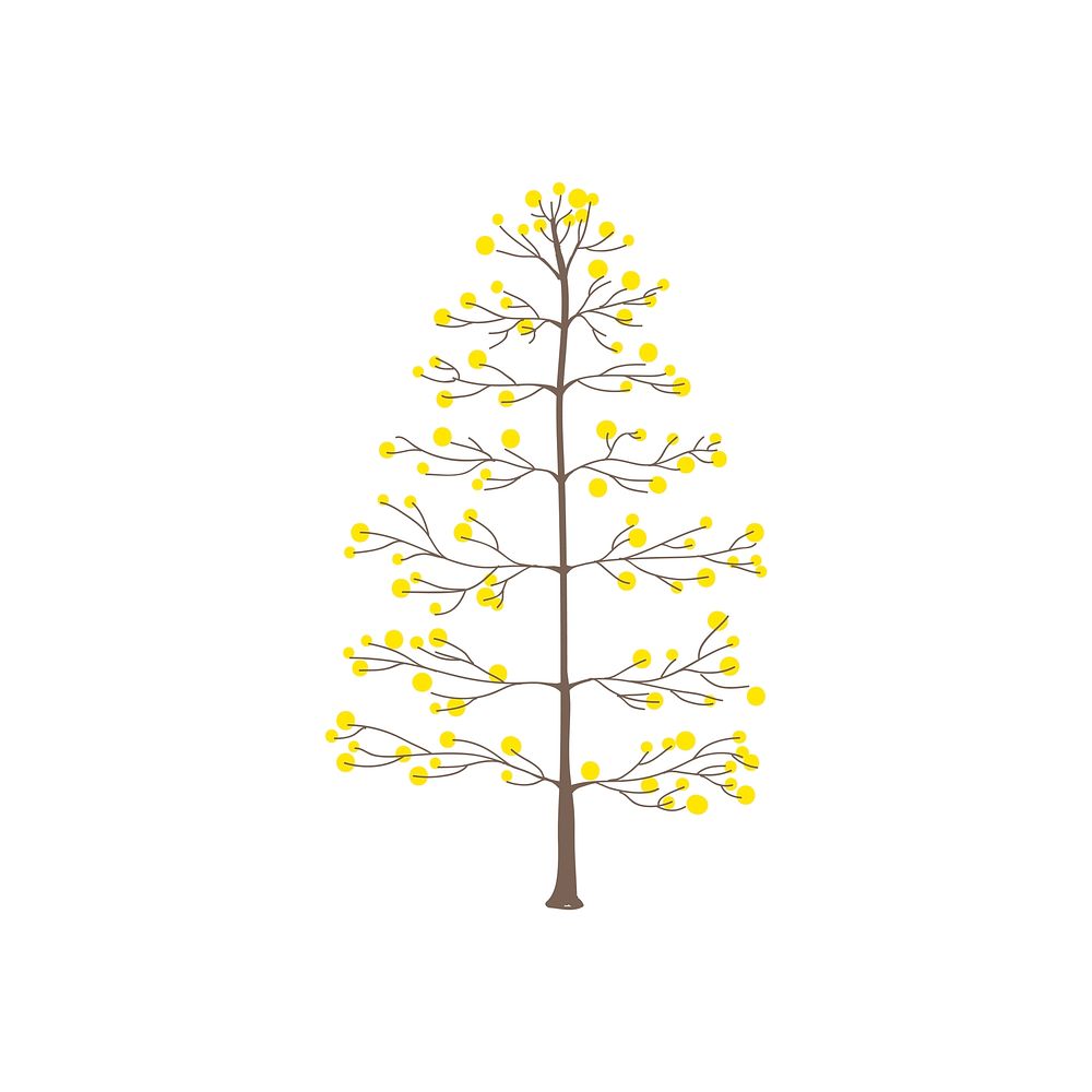 Tree with yellow round leaves vector