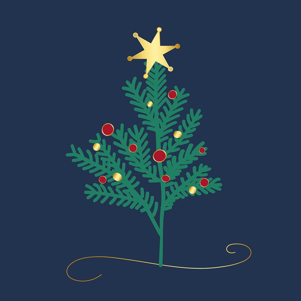 Decorated Christmas tree design vector