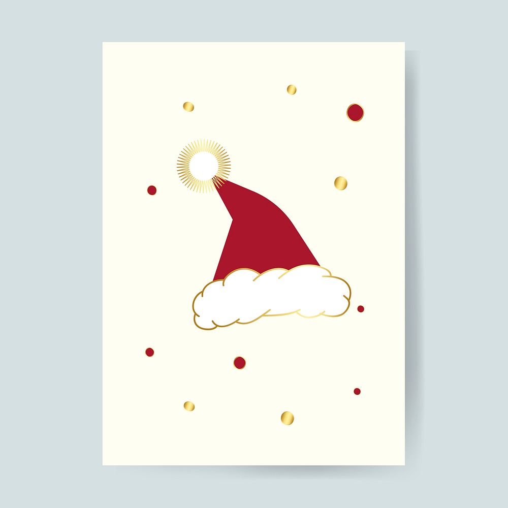 Red Santa hat card design vector
