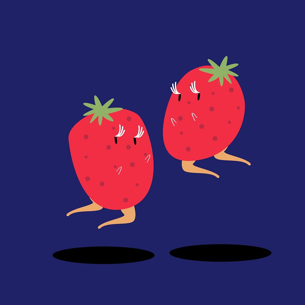 Fresh strawberry cartoon character vector