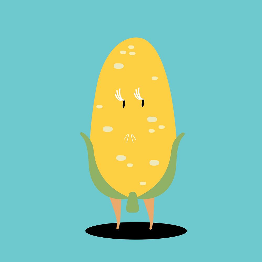 Yellow sweet corn cartoon character vector